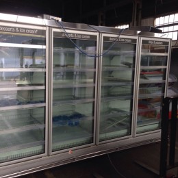 Upright glass door remote freezers