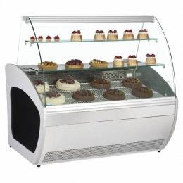 One level refrigerated display with two shelves available in different sizes with under storage