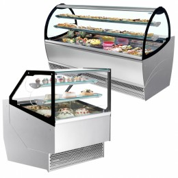 Flat and curved displays with sliding rear doors and under storage