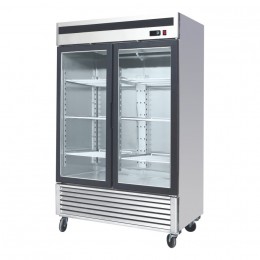 2 door, 1382mm (w) x 800mm (d) x 2130mm (h), all stainless, temp. +2 - +8, LED lighting, high ambient spec.