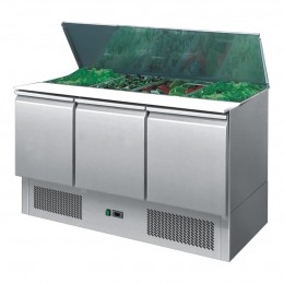 3 door lift up lid saladette, high ambient, stainless, +2 - +8