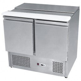 2 door sliding lid saladette, high ambient, stainless, +2 - +8