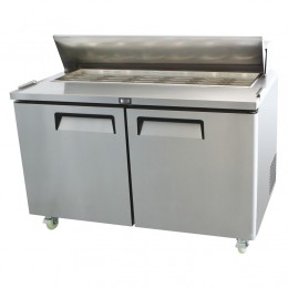 2 door salad prep table, high ambient, stainless, +2 - +8