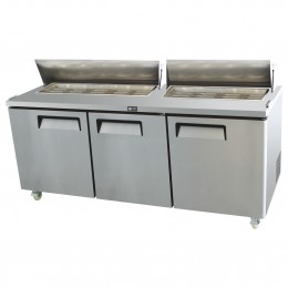 3 door salad prep table, high ambient, stainless, +2 - +8