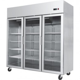 3 door, 1800mm (w) x 740mm (d) x 1950mm (h), all stainless, temp. +2 - +8, LED lighting, high ambient spec.